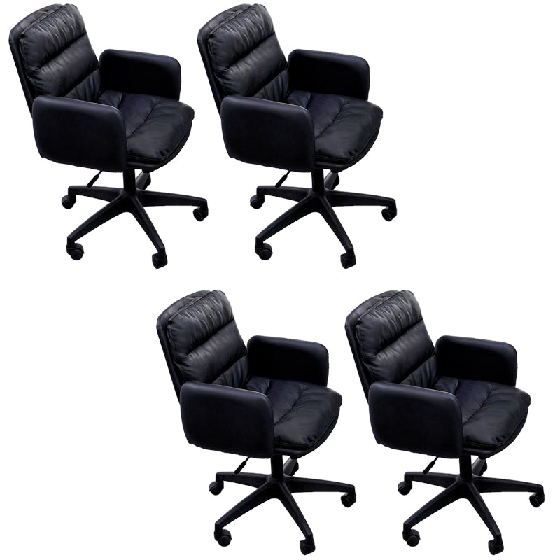 Modern Office Chair Armless Leather Adjustable Seat Height Swivel Chair with Wheels