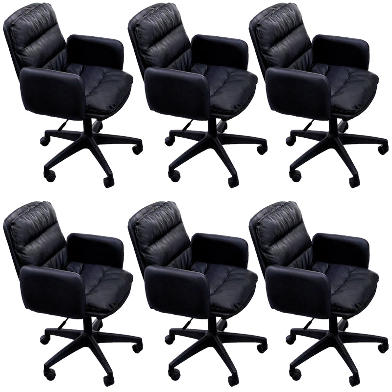 Modern Office Chair Armless Leather Adjustable Seat Height Swivel Chair with Wheels