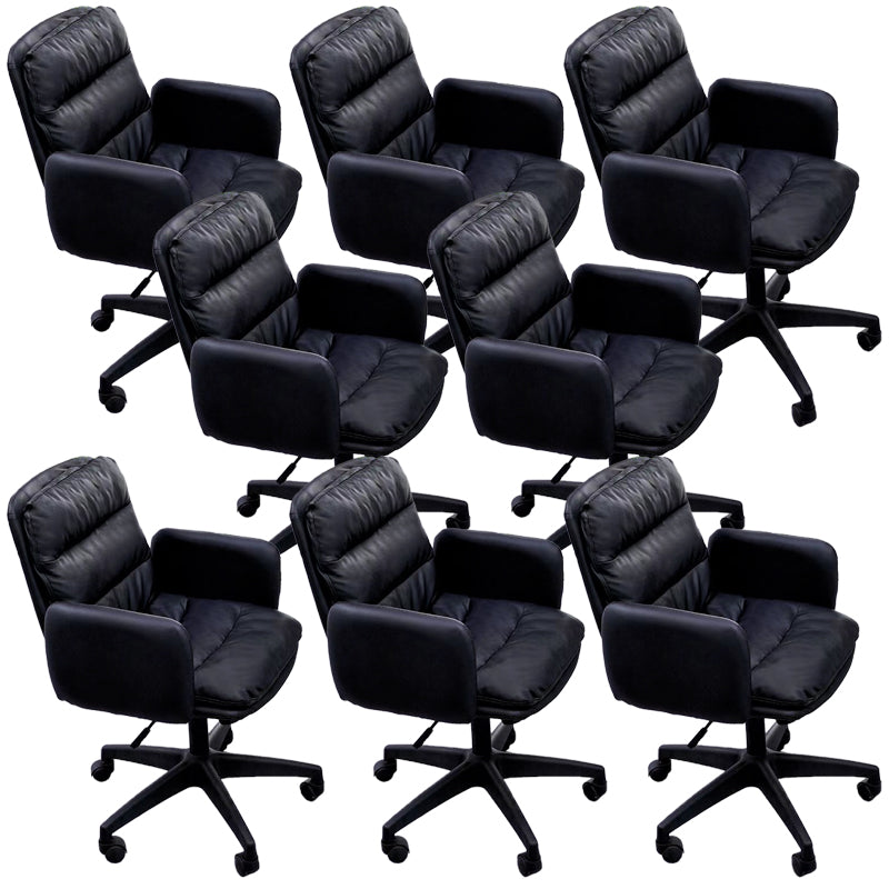 Modern Office Chair Armless Leather Adjustable Seat Height Swivel Chair with Wheels