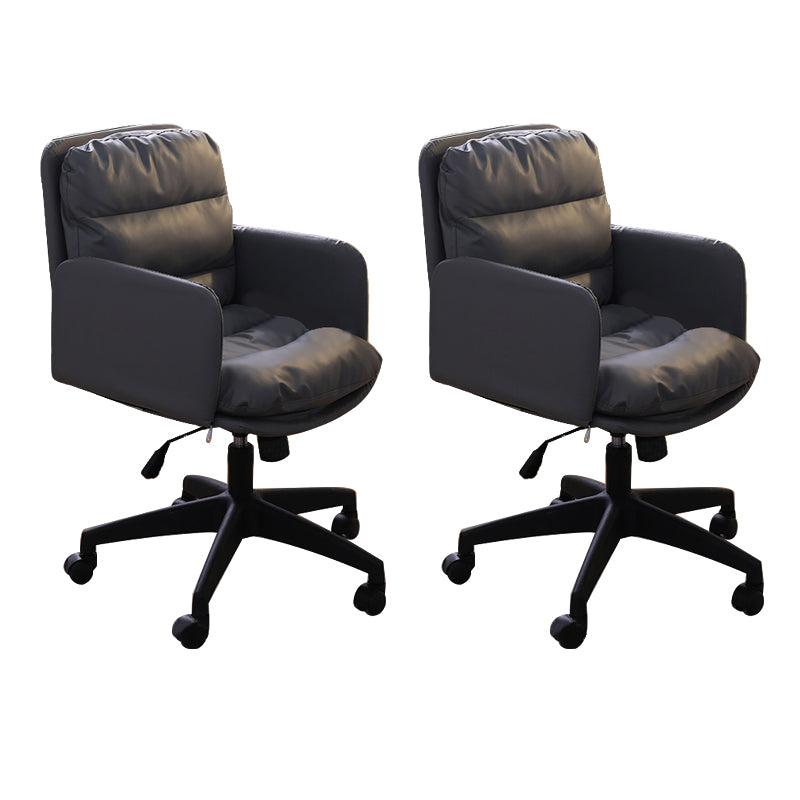 Modern Office Chair Armless Leather Adjustable Seat Height Swivel Chair with Wheels