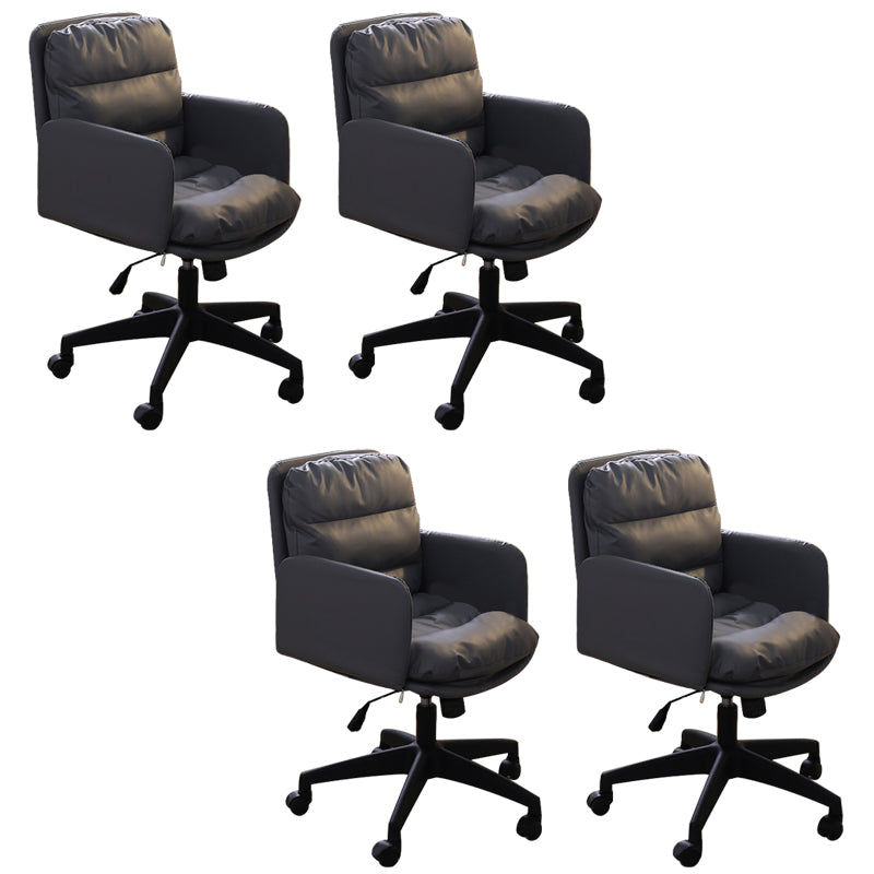 Modern Office Chair Armless Leather Adjustable Seat Height Swivel Chair with Wheels