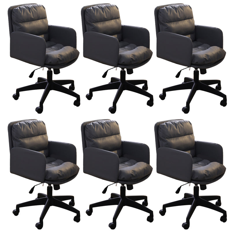 Modern Office Chair Armless Leather Adjustable Seat Height Swivel Chair with Wheels