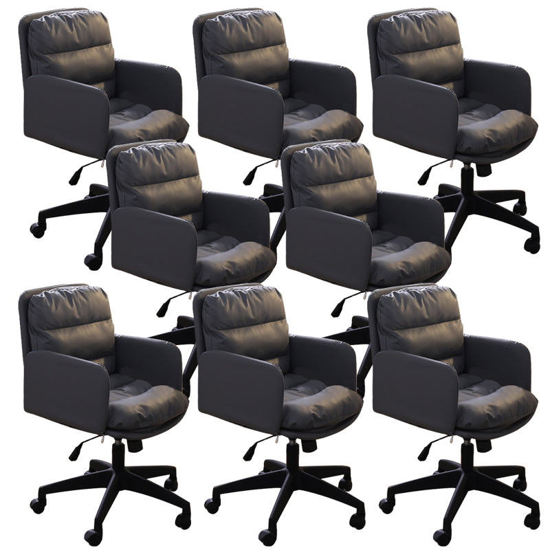 Modern Office Chair Armless Leather Adjustable Seat Height Swivel Chair with Wheels