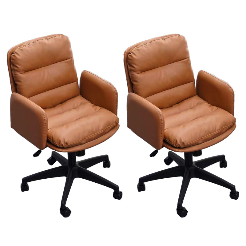 Modern Office Chair Armless Leather Adjustable Seat Height Swivel Chair with Wheels