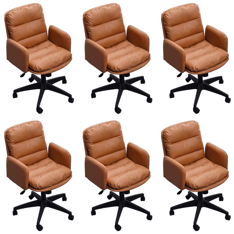 Modern Office Chair Armless Leather Adjustable Seat Height Swivel Chair with Wheels