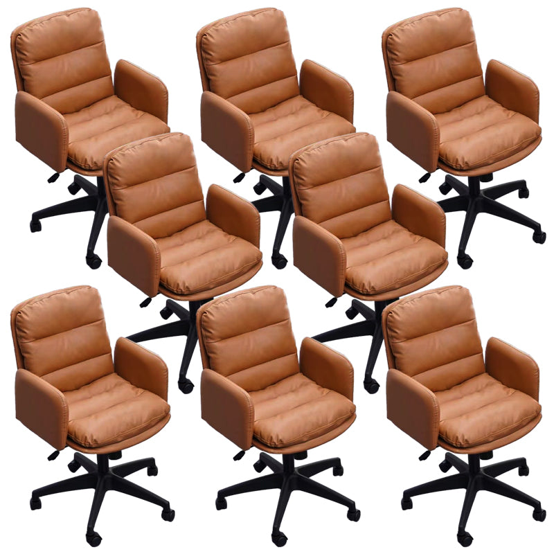 Modern Office Chair Armless Leather Adjustable Seat Height Swivel Chair with Wheels