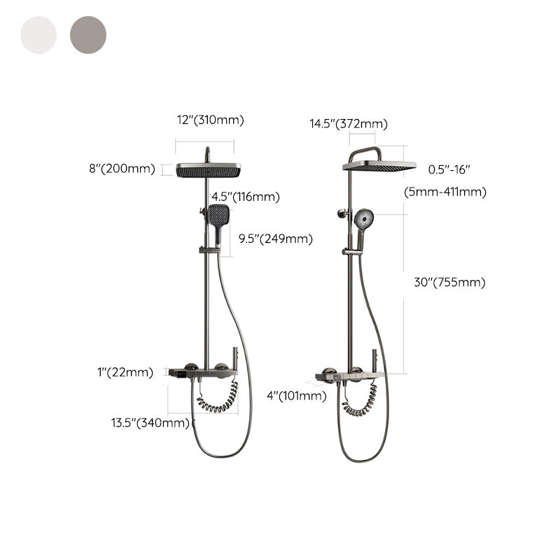 Modern Shower Head Combo Solid Color Slide Bar Included Tub and Shower Faucet