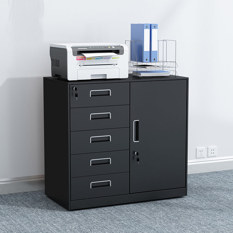 Contemporary File Cabinet Steel Frame Fire-Resistant Key Lock File Cabinet