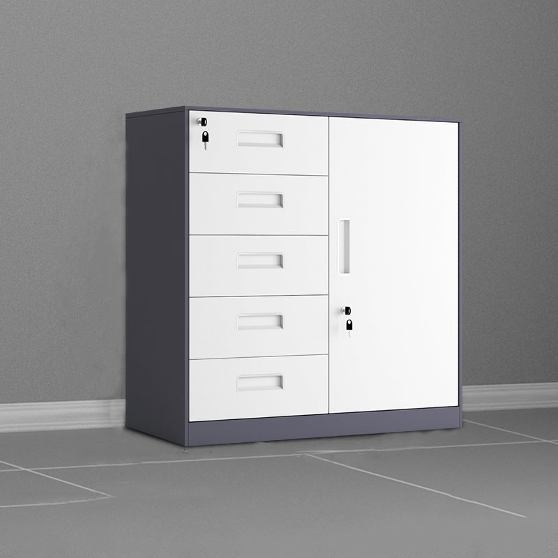 Contemporary File Cabinet Steel Frame Fire-Resistant Key Lock File Cabinet