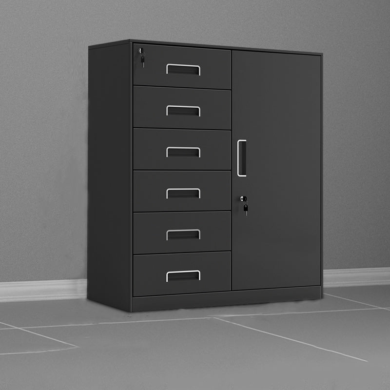 Contemporary File Cabinet Steel Frame Fire-Resistant Key Lock File Cabinet