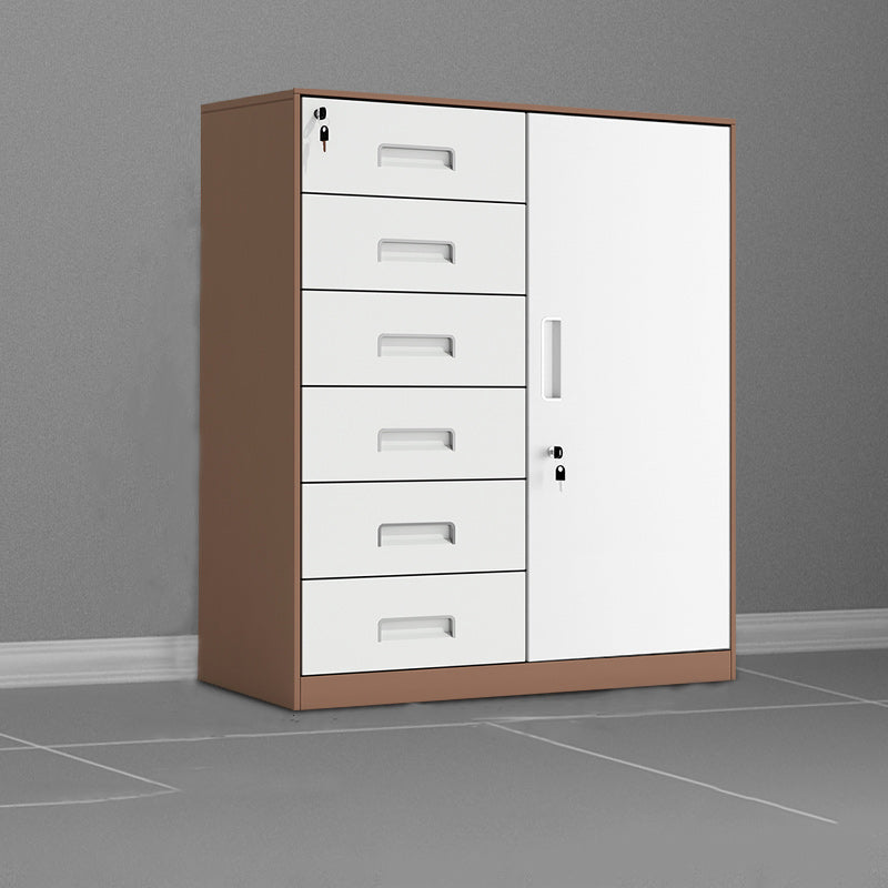 Contemporary File Cabinet Steel Frame Fire-Resistant Key Lock File Cabinet