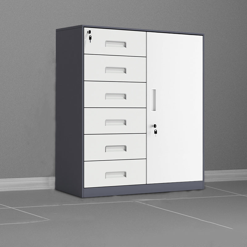 Contemporary File Cabinet Steel Frame Fire-Resistant Key Lock File Cabinet