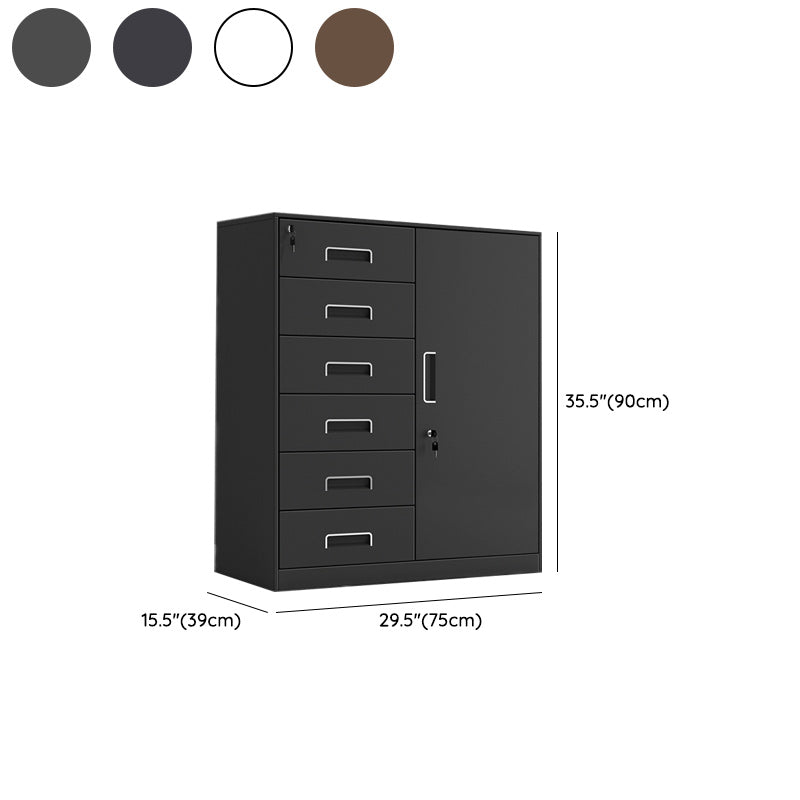 Contemporary File Cabinet Steel Frame Fire-Resistant Key Lock File Cabinet