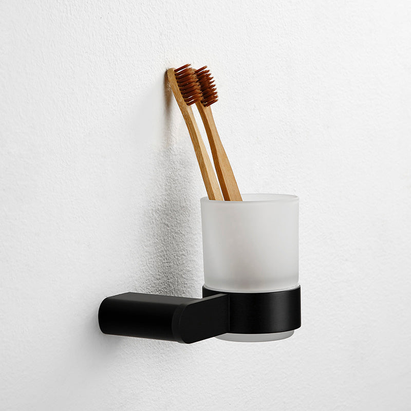 Contemporary Bathroom Accessory As Individual Or As a Set in Black Metal