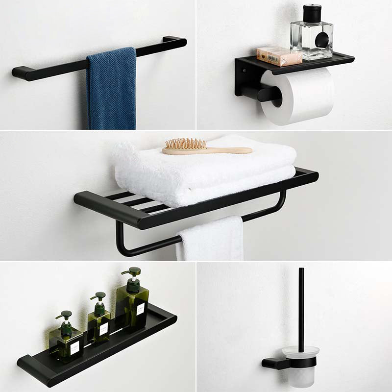 Contemporary Bathroom Accessory As Individual Or As a Set in Black Metal