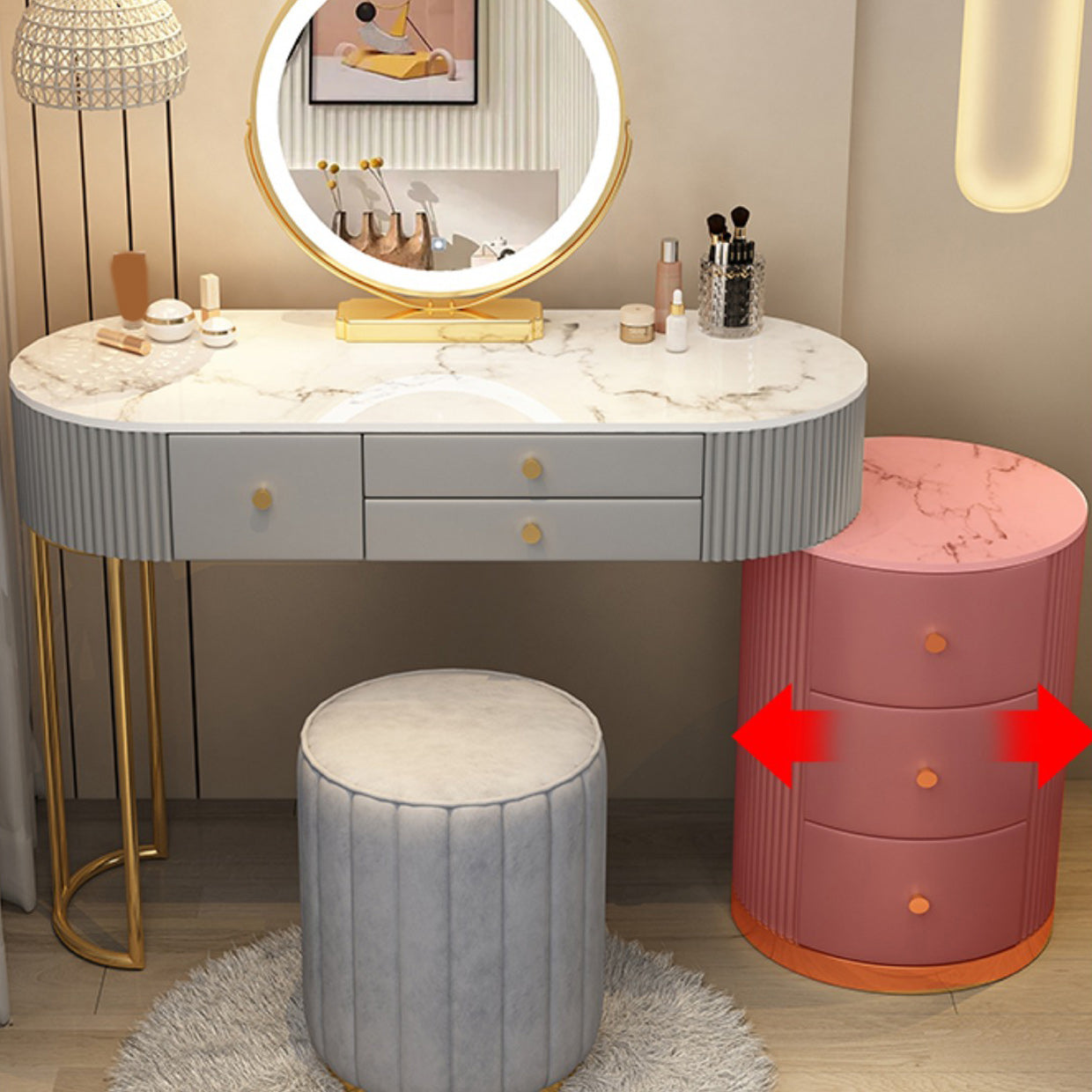 Luxious Drawers Make-up Vanity Marble Makeup Vanity Desk Table