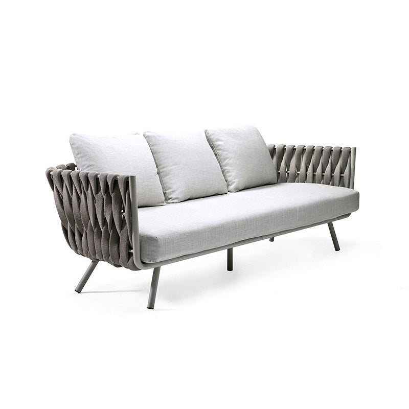 Metal Outdoor Patio Sofa Farmhouse White Patio Sofa with Cushions