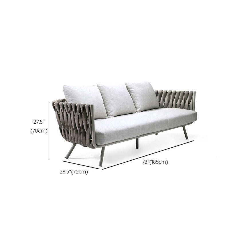 Metal Outdoor Patio Sofa Farmhouse White Patio Sofa with Cushions