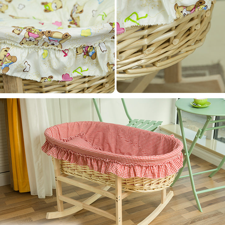 Portable Wicker Moses Basket Natural Oval Moses Basket for Baby and Newborn