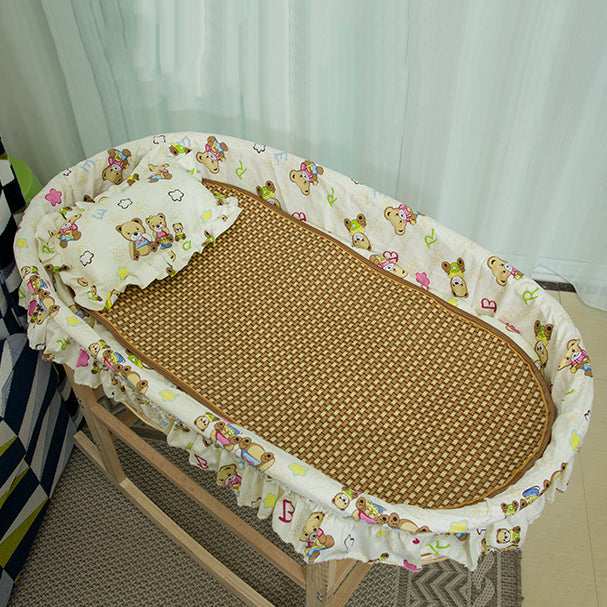 Portable Wicker Moses Basket Natural Oval Moses Basket for Baby and Newborn