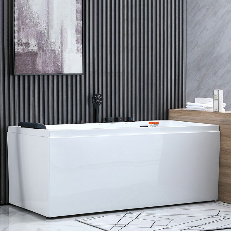 Flat Bottom Soaking Bath Tub Antique Finish Rectangular Modern Bathtub