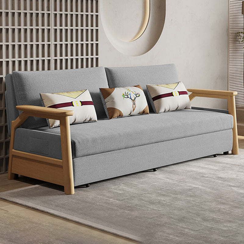 Scandinavian Gray Futon Sleeper Sofa Square Arms Futon and Mattress