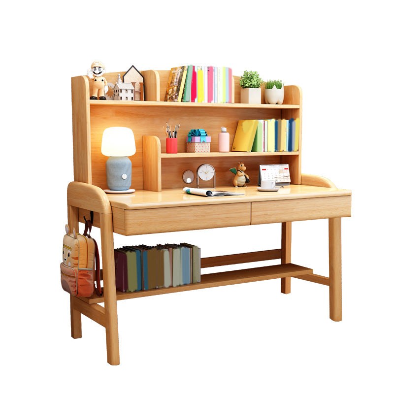 Solid Wood Study Desk Adjustable Desk with Storage Shelvesc Kids Desks 23.6"W