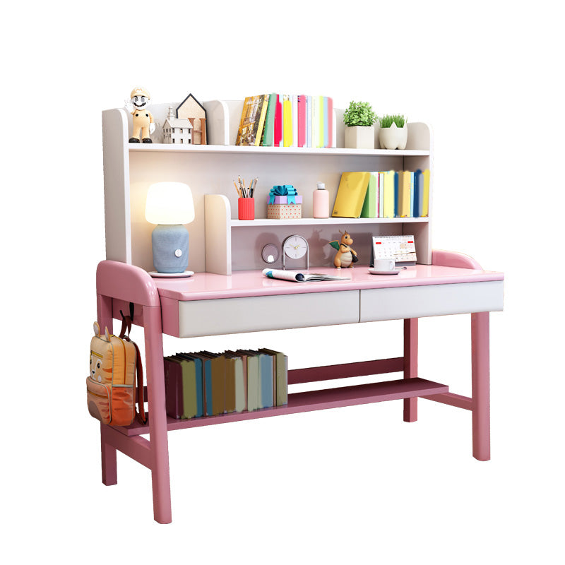 Solid Wood Study Desk Adjustable Desk with Storage Shelvesc Kids Desks 23.6"W