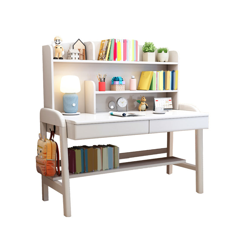 Solid Wood Study Desk Adjustable Desk with Storage Shelvesc Kids Desks 23.6"W