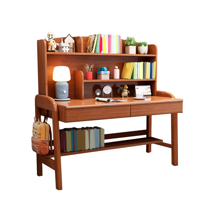 Solid Wood Study Desk Adjustable Desk with Storage Shelvesc Kids Desks 23.6"W