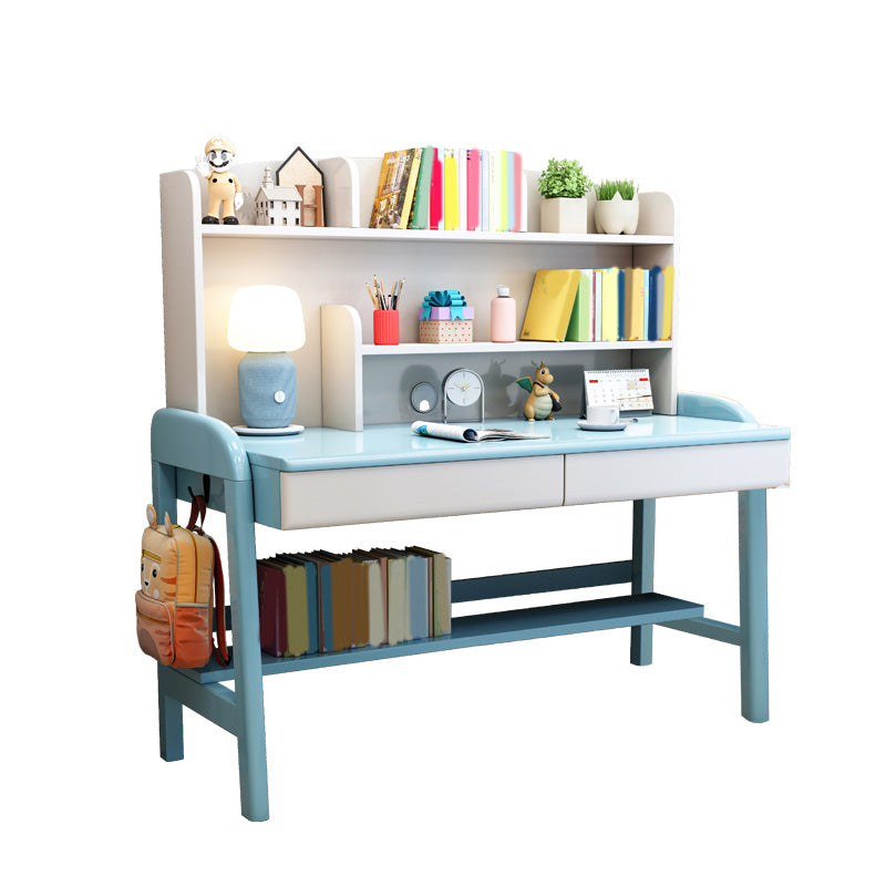 Solid Wood Study Desk Adjustable Desk with Storage Shelvesc Kids Desks 23.6"W