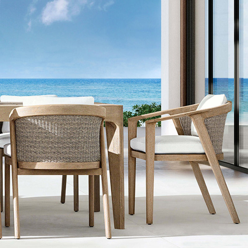 Contemporary Solid Wood Patio Chairs with Arm Patio Dining Chair