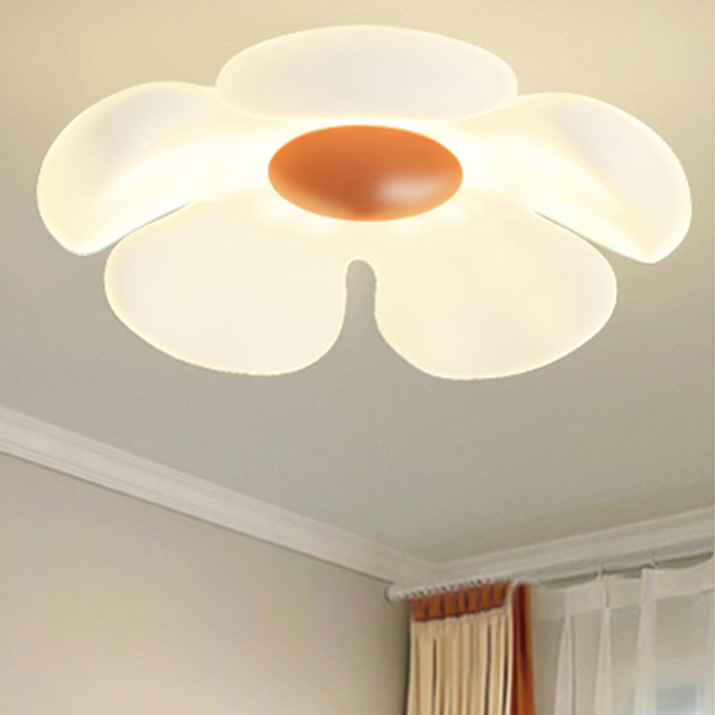 LED Modern Flush Mount Flower Shape Ceiling Light with Plastic Shade for Living Room