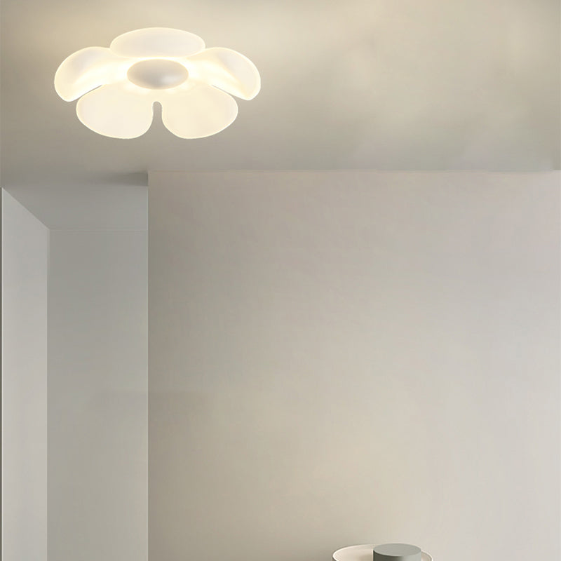 LED Modern Flush Mount Flower Shape Ceiling Light with Plastic Shade for Living Room