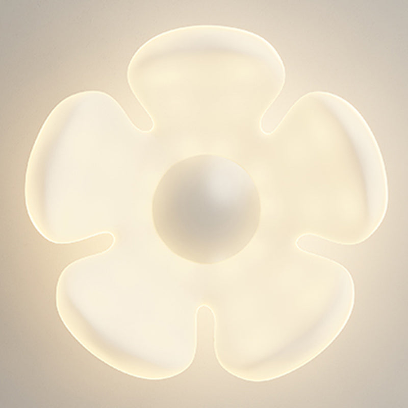 LED Modern Flush Mount Flower Shape Ceiling Light with Plastic Shade for Living Room