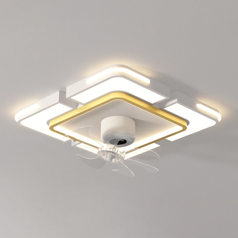 Geometric Modern Ceiling Fan in Black / Gold LED Fan Light Ceiling Fixture