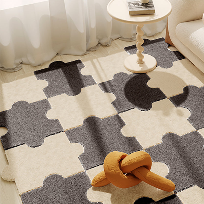 Modern Carpet Tiles Soft Shag Puzzle Detail Stain Resistant Carpet Tiles