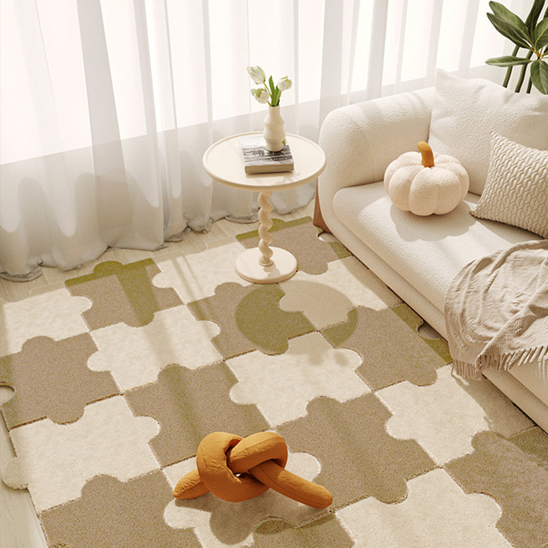 Modern Carpet Tiles Soft Shag Puzzle Detail Stain Resistant Carpet Tiles