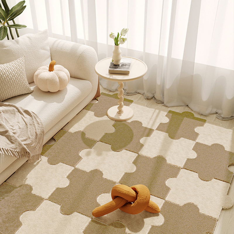 Modern Carpet Tiles Soft Shag Puzzle Detail Stain Resistant Carpet Tiles