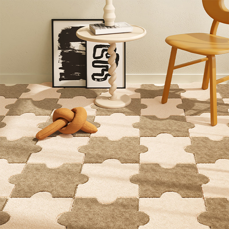 Modern Carpet Tiles Soft Shag Puzzle Detail Stain Resistant Carpet Tiles