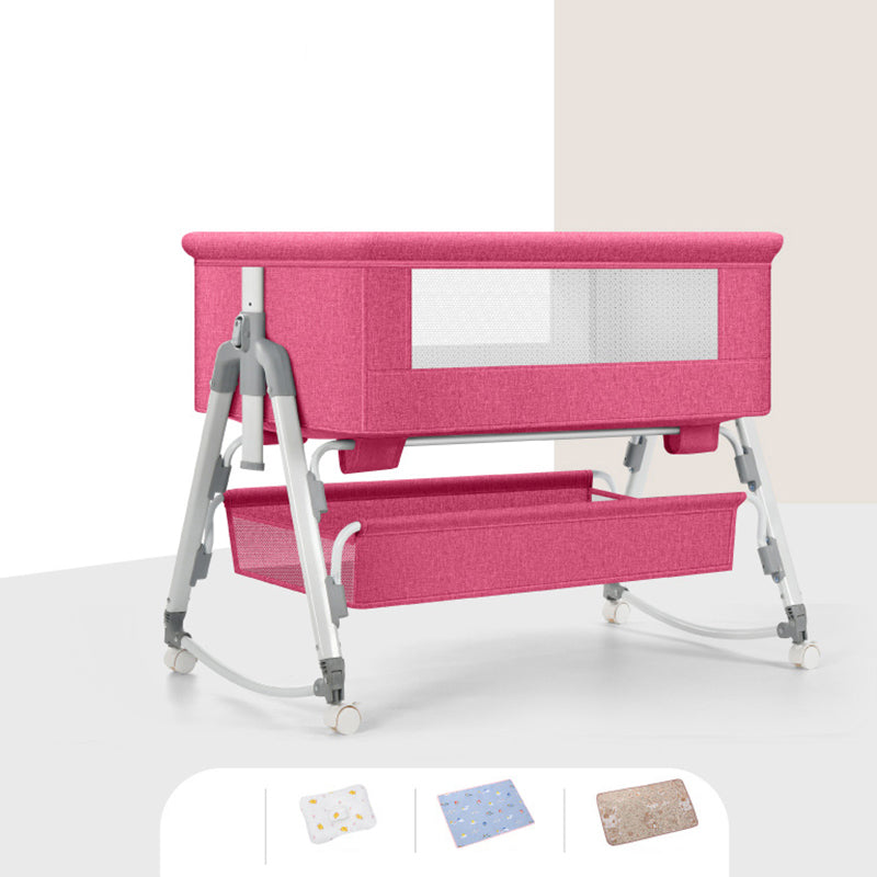 Metal Adjustable Bedside Bassinet Gliding Rectangle Crib Cradle for Baby