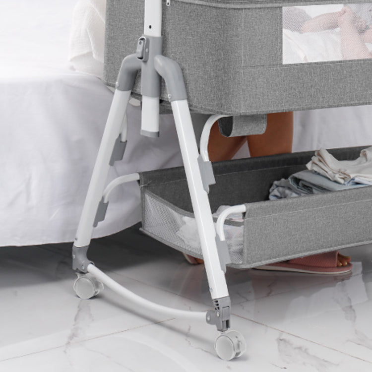 Metal Adjustable Bedside Bassinet Gliding Rectangle Crib Cradle for Baby