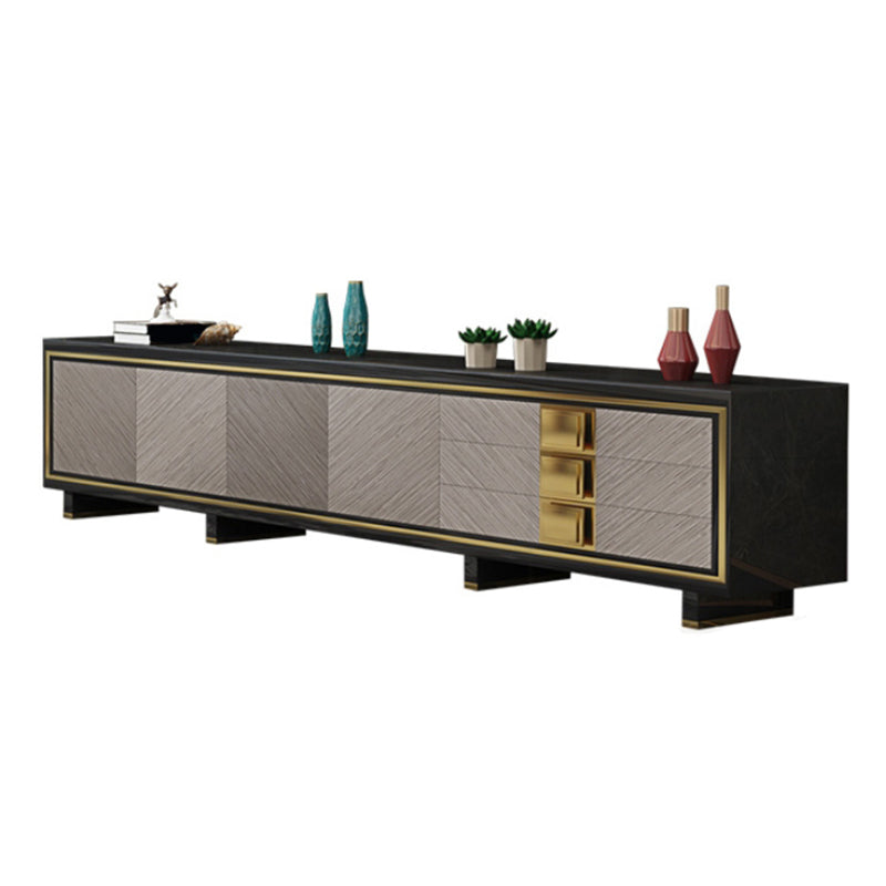 Glam Media Console Glass Media Console TV Stand with Drawers