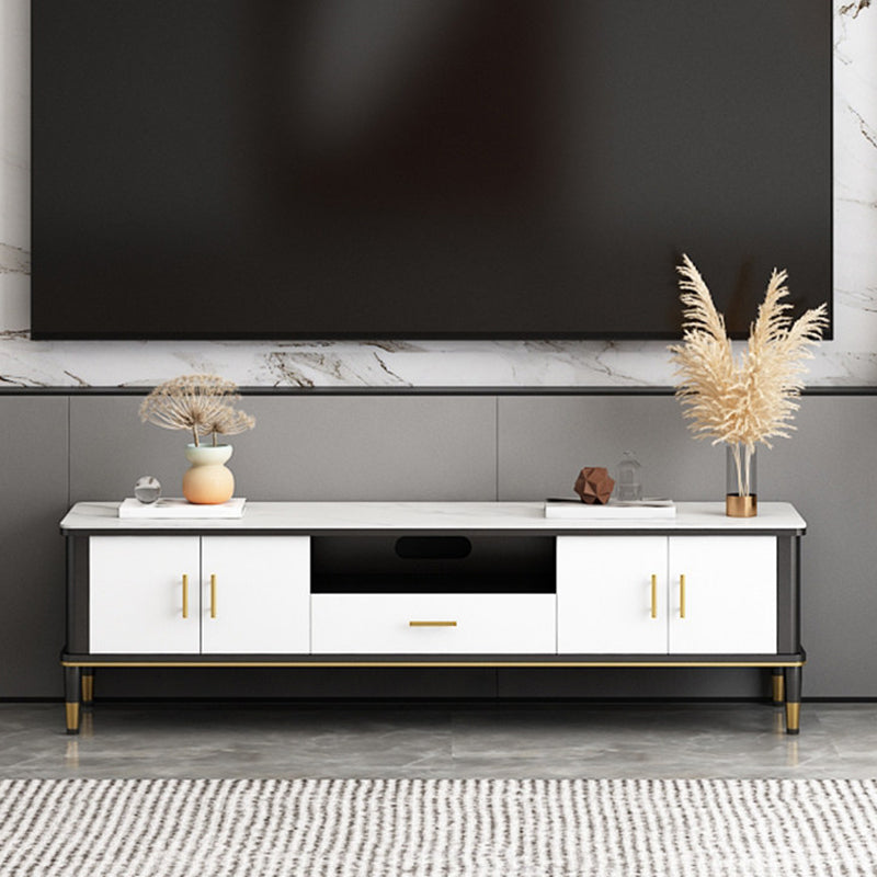 Contemporary TV Media Console Stone TV Stand Console with Drawer