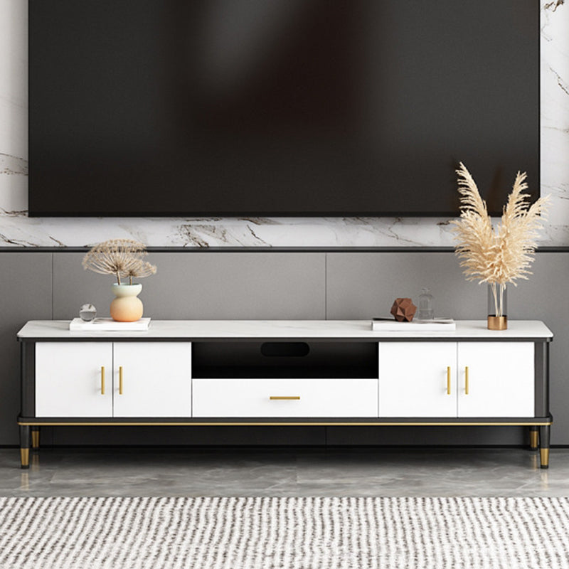 Contemporary TV Media Console Stone TV Stand Console with Drawer