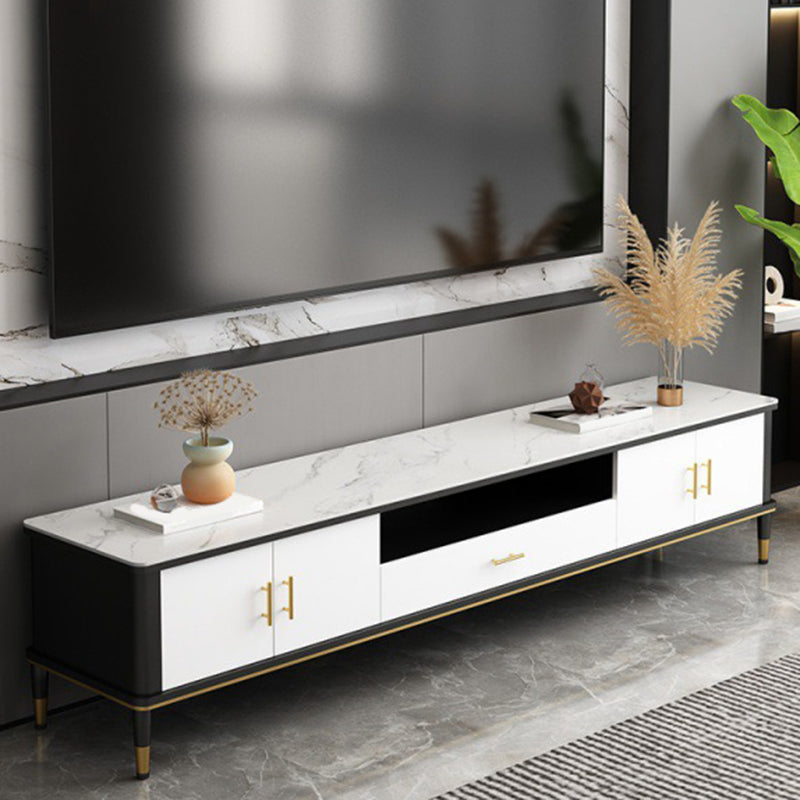 Contemporary TV Media Console Stone TV Stand Console with Drawer