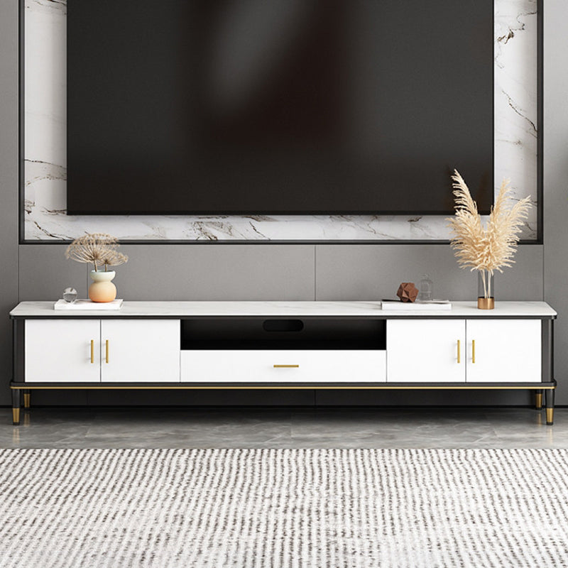 Contemporary TV Media Console Stone TV Stand Console with Drawer