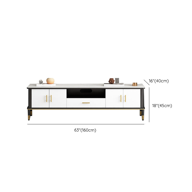 Contemporary TV Media Console Stone TV Stand Console with Drawer