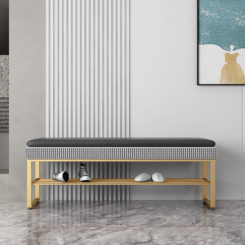 Modern Entryway Bench Cushioned Rectangle Metal Seating Bench