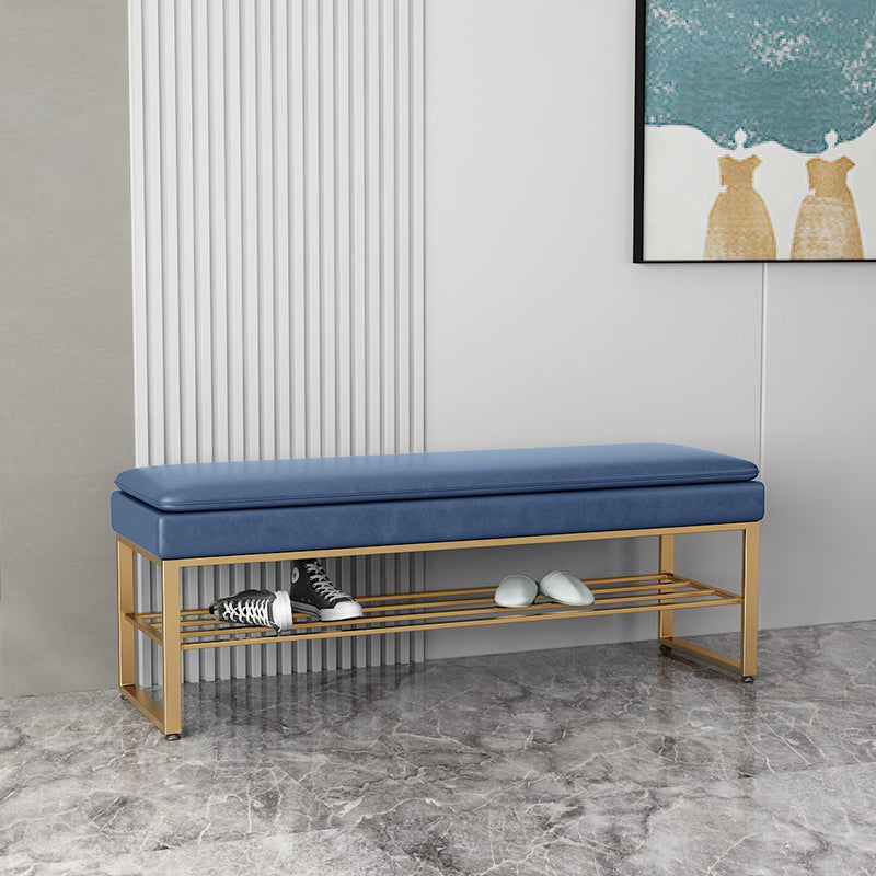 Modern Entryway Bench Cushioned Rectangle Metal Seating Bench